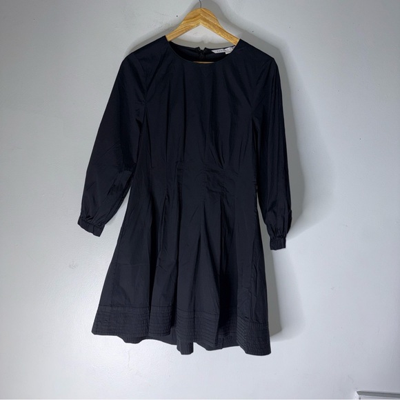 veronica beard Torres Long Sleeve Black Mini Dress Pleated Corset Size 10